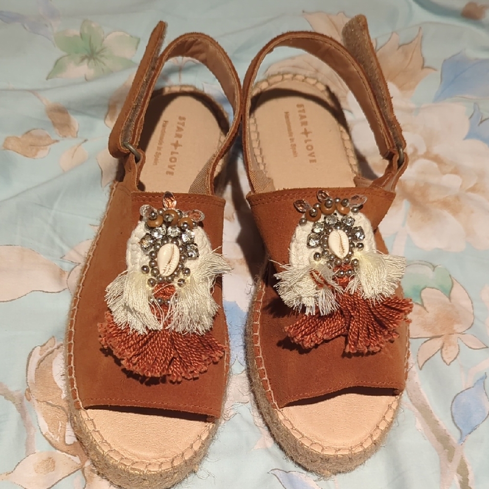 Brown Embellished Espadrilles